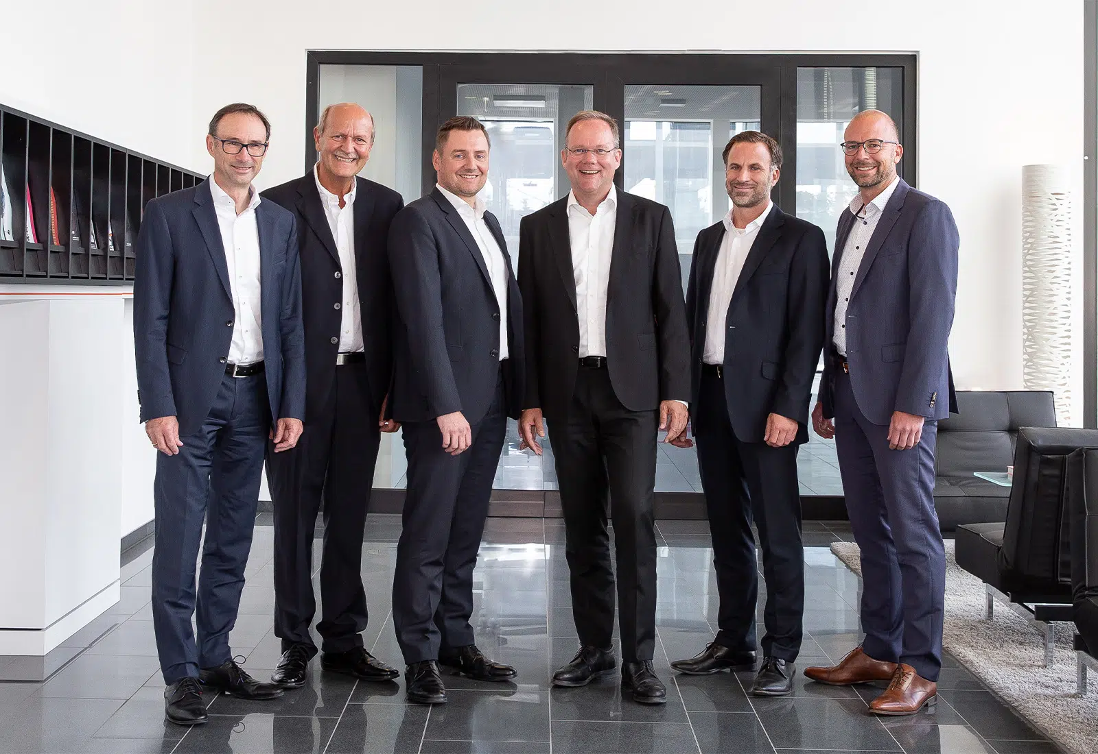 AVEMO Geschäftsführer von links nach rechts: Christian Just, Norbert Sorg, Niels Marnet, Frank Göthling, Frank Müller und Marcus Müller